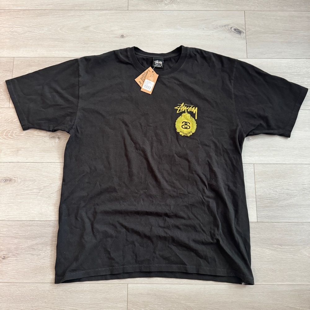 Stussy Crown Wreath International Black T-Shirt Short Sleeve Men Unisex Sz L